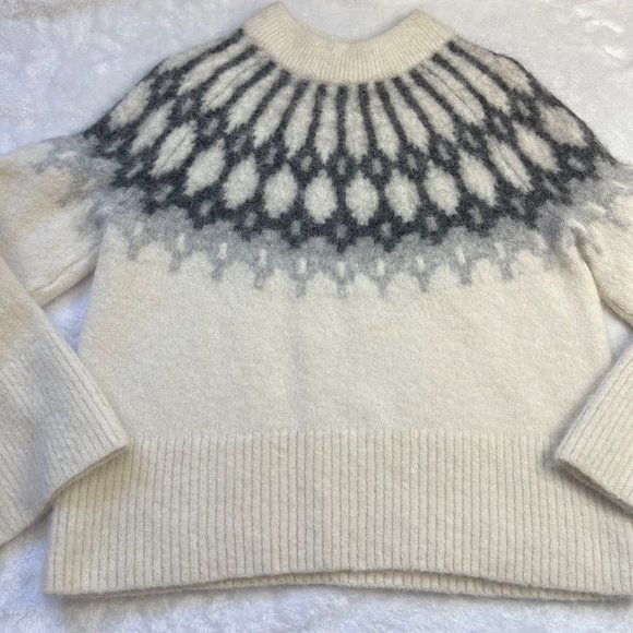 Banana Republic Factory Fair Isle Mock-Neck Sweater Women's Size M Alpaca Wool - Picture 9 of 10